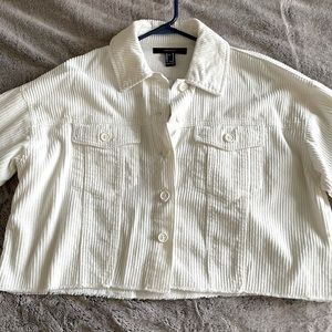 Cream cropped shacket